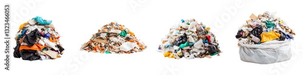 Fototapeta Massive piles of discarded waste and trash including plastic metal and other materials highlighting the urgent environmental pollution and sustainability challenges facing our planet