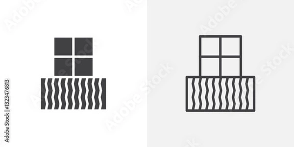 Fototapeta Balcony icons in filled and outline versions for ui designs