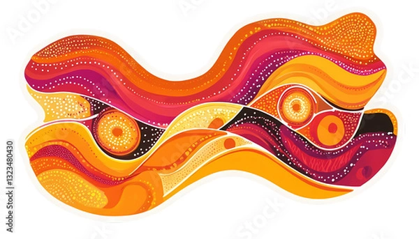 Obraz Abstract Art Orange Red  Purple Waves on transparent background