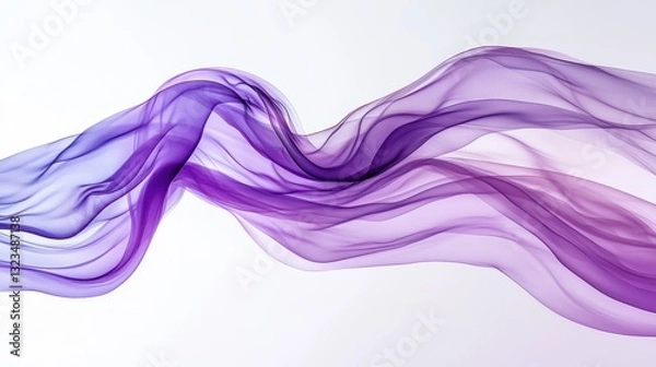 Fototapeta Elegant Flowing Purple and White Fabric Waves on Light Background