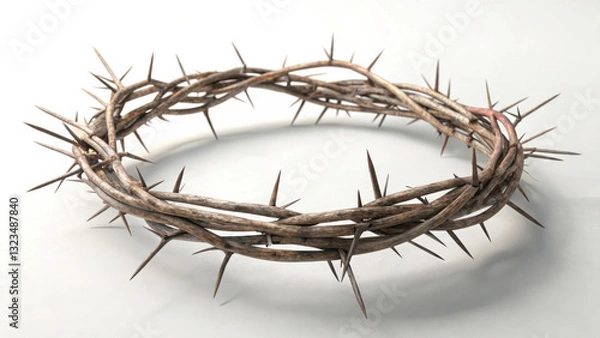 Fototapeta Thorny crown symbolizing sacrifice and suffering on a soft background, Palm Sunday 