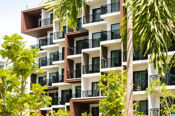Fototapeta details of a modern office building with many windows.