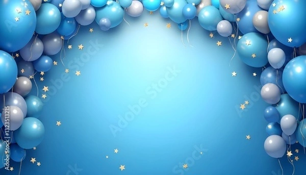 Obraz Celebration party banner with Blue color balloons background.