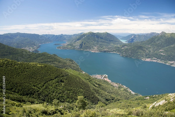 Obraz Panoramic view.
Panoramic view of Como Lake and mountain peaks, seen from a location named: “Alpe Giumello”.