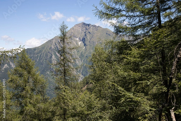 Obraz Mountain named “Legnone”.
Panoramic view on mountain named “Legnone” from a location named: “Alpe Giumello”.