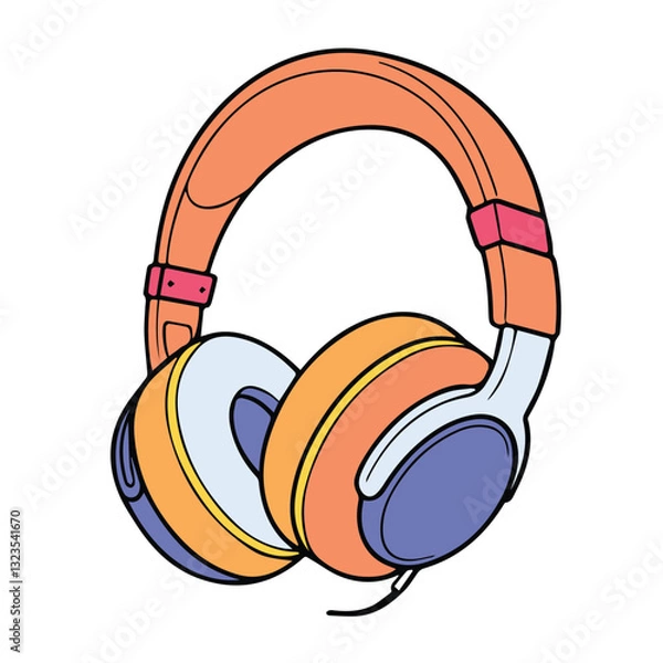 Obraz headphone line color icon 