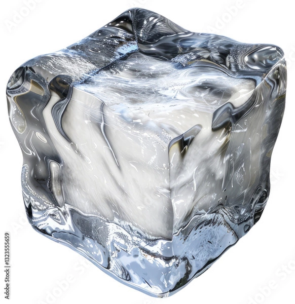 Fototapeta Ice Cube Collection Isolated on Transparent Background