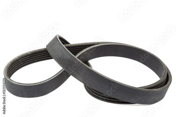 Fototapeta Car alternator belt isolated on white background