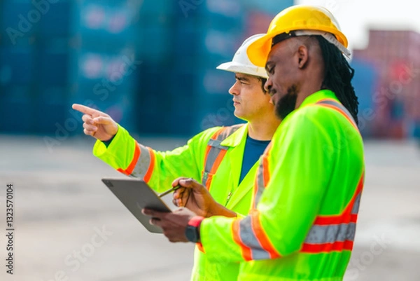 Obraz Sustainable Logistics Planning in a Container Yard.