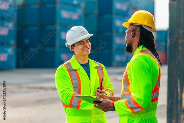Fototapeta Sustainable Logistics Planning in a Container Yard.