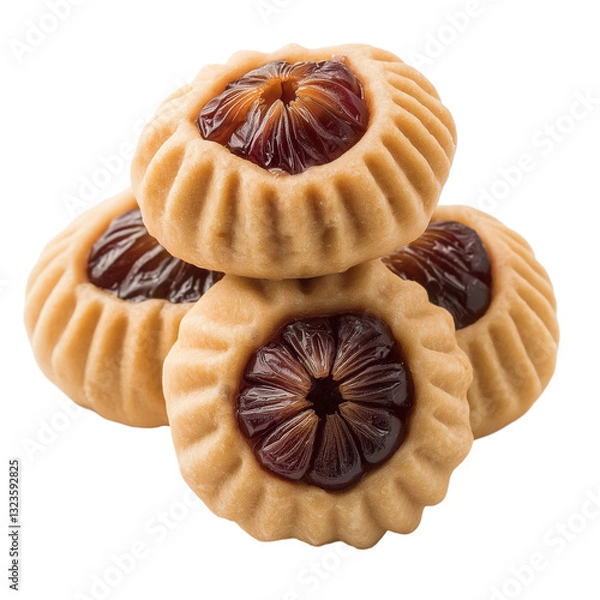 Fototapeta Tunisian makroudh date-filled semolina cookies isolated on transparent white background
