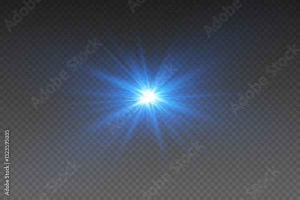 Fototapeta Bright light effect of flare and star explosion with sparks.