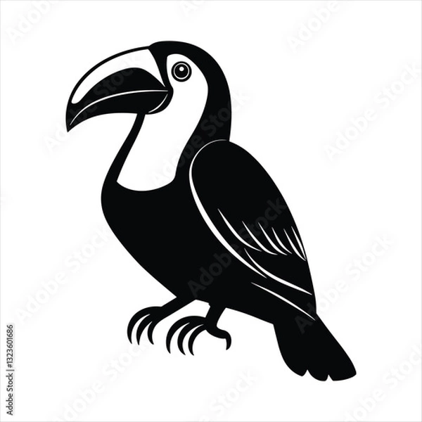Fototapeta Toucan logo icon on a white background black style Vector. Vibrant Toucan Logo Vector Illustration on White Background. 