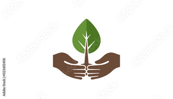 Obraz Hands holding a growing tree symbolizing sustainability.