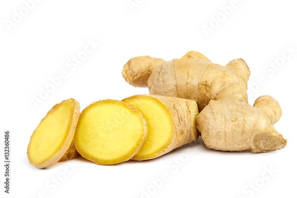 Obraz Korzeń imbiru na białym tle na białym tle