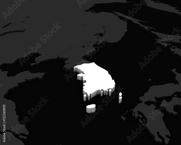 Fototapeta south korea map 3D rendering