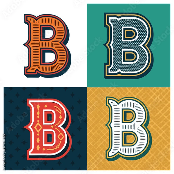 Fototapeta set of vector alphabet with letter B