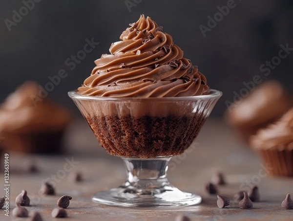 Obraz Rich Chocolate Dessert with Swirled Ganache  
