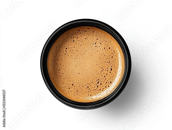 Fototapeta Overhead View of Espresso in Black Cup on White Background