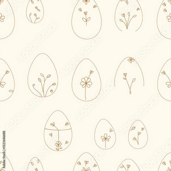 Fototapeta Seamless easter pattern, Seamless Easter Pattern with Cute Eggs and Bunnies on White Background, minimalist easter pattern