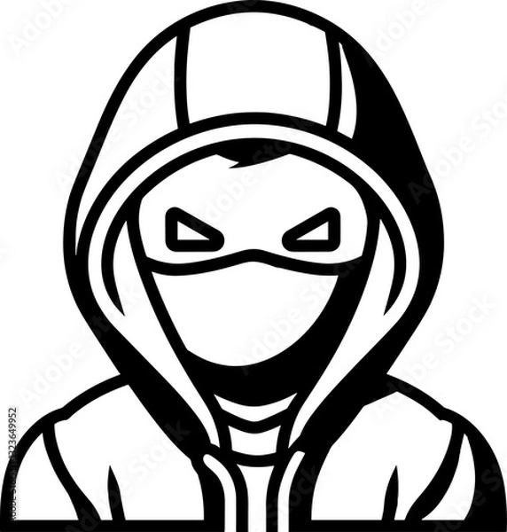Fototapeta Mysterious Hooded Figure: Anonymous Hacker Icon in Vector Art