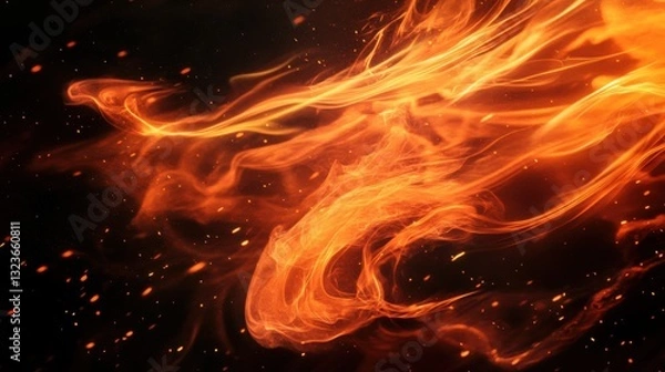 Obraz Bright flames dark background. Generative AI