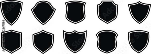 Obraz Set of shields. Shield icon vector flat trendy style. Basic shield vector sign