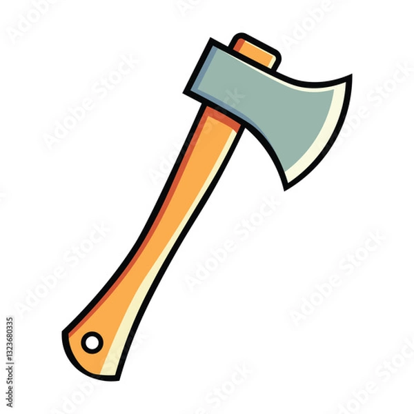 Fototapeta simple axe with wooden handle, vector illustration