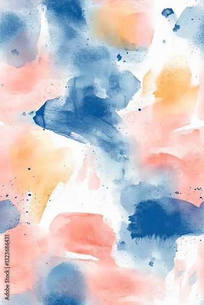 Fototapeta Vertical Abstract allover hand drawing style water color effect design pattern.