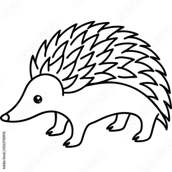 Fototapeta Echidna Outline in Minimal Vector Design