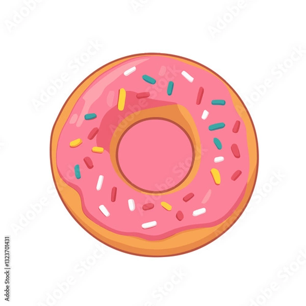 Fototapeta A Simple flat 2D illustration icon pink doughnut isolated on transparent background, vector, flat design, animation design, simple flat 2D icon, clipart