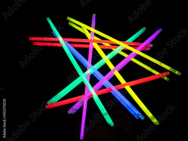 Obraz Colorful fluorescent light neon on black background