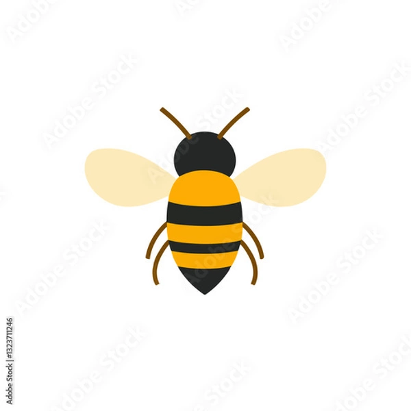 Obraz My Simple flat 2D illustration honey bee isolated on transparent background, vector, flat design, animation design, simple flat 2D icon, clipart