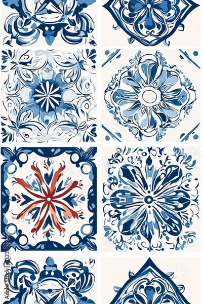 Obraz Vertical Mandala seamless pattern. Vintage decorative elements. Hand drawn tiles background.