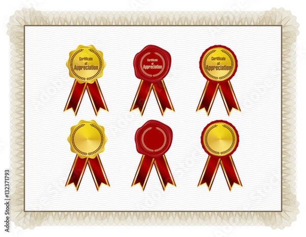 Obraz Classic style Certificate with light brown floral border with seals