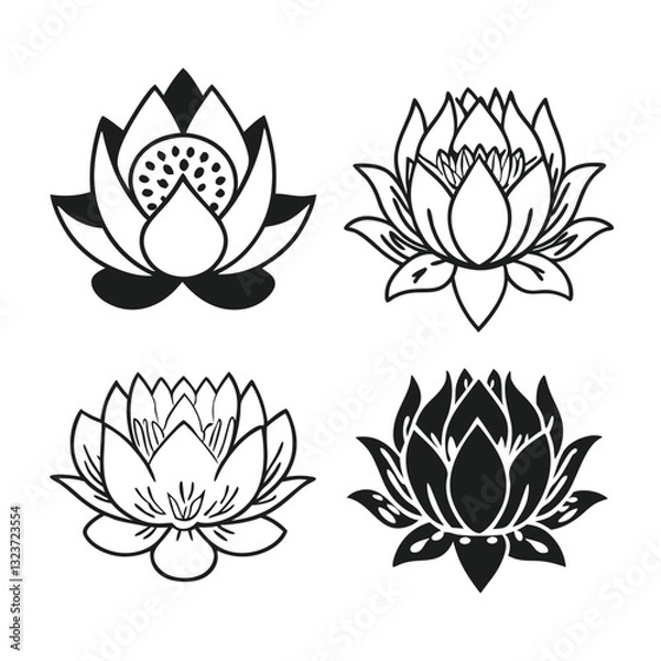 Fototapeta Lotus flower icon set vector image (1).eps