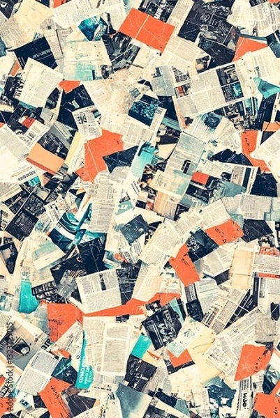 Fototapeta Seamless pattern with a collage of magazine and newspaper clippings.