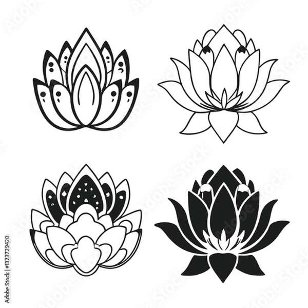 Fototapeta lotus-icon-set-on-white-background-vector-image (1).eps
