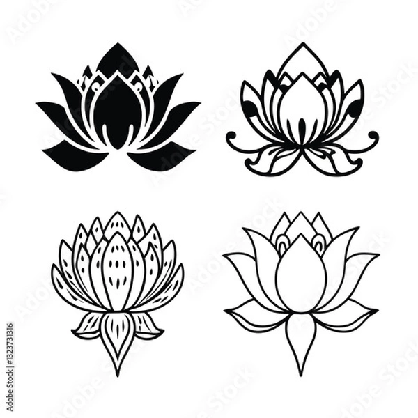 Fototapeta lotus-icon-set-on-white-background-vector-image.eps