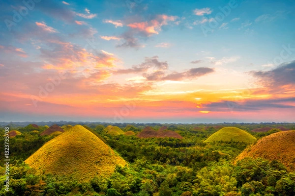 Obraz Bohol, Chocolate Hills at sunset
