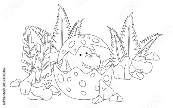 Fototapeta Line image of a dinosaur for coloring