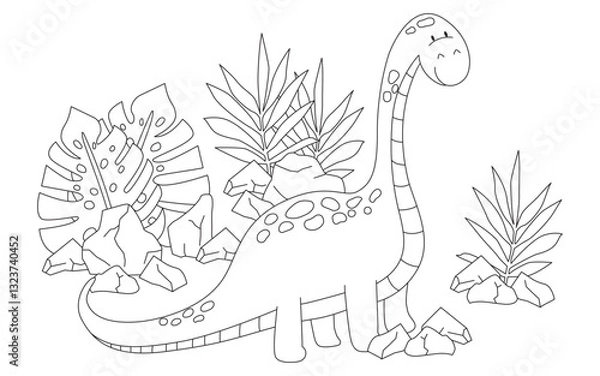 Fototapeta Line image of a dinosaur for coloring
