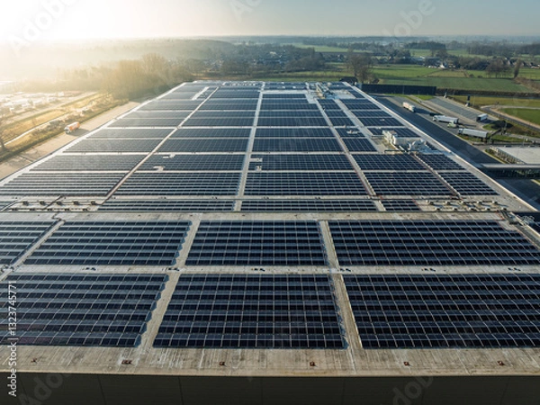 Obraz Solar panels on a warehouse roof