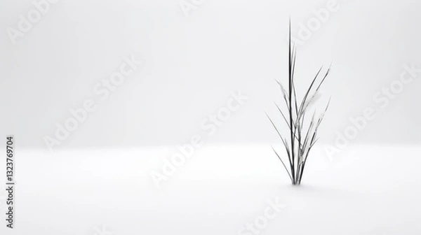 Fototapeta minimal tall grass in snow background wallpaper