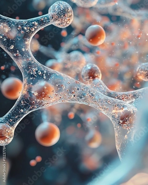 Fototapeta Artificial clotting factor molecules depicted in 3D medical visualization highlighting advances in hemophilia treatment