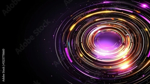 Fototapeta Technology futuristic background on the right with banner and copy space area on the left