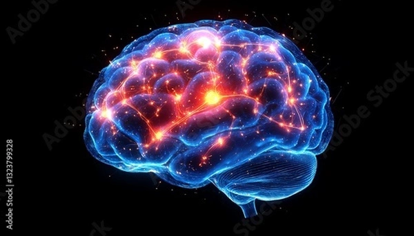 Obraz Glowing human brain, neural network