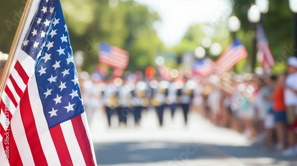Fototapeta A vibrant parade celebrating service and sacrifice