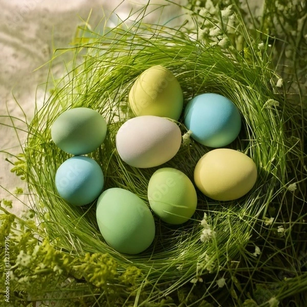 Obraz Generated imageBreath of Spring, Pastel Easter Eggs