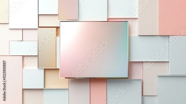 Fototapeta Abstract geometric background with pastel colored 3D panels, creating a modern and minimalist visual effect.